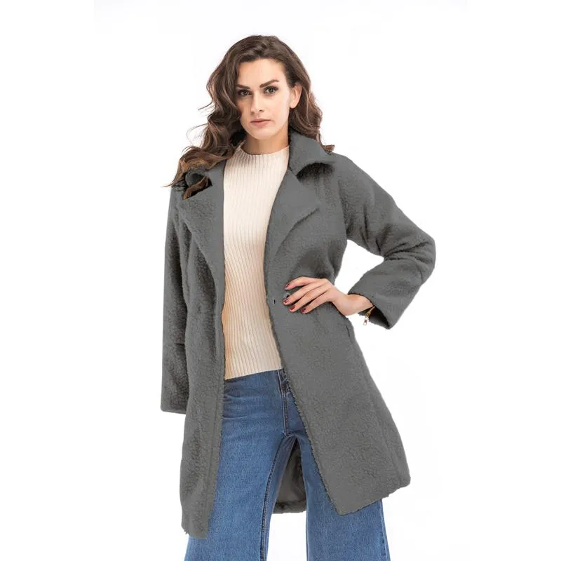 Cashmere Warmth Mid-Length Solid Color Mac Coat