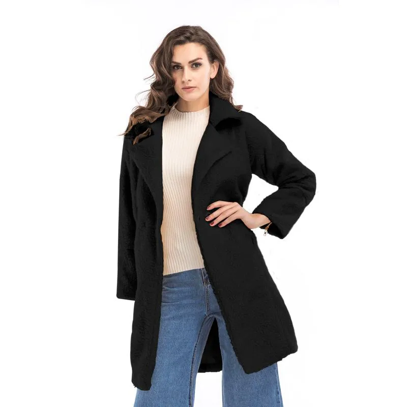 Cashmere Warmth Mid-Length Solid Color Mac Coat