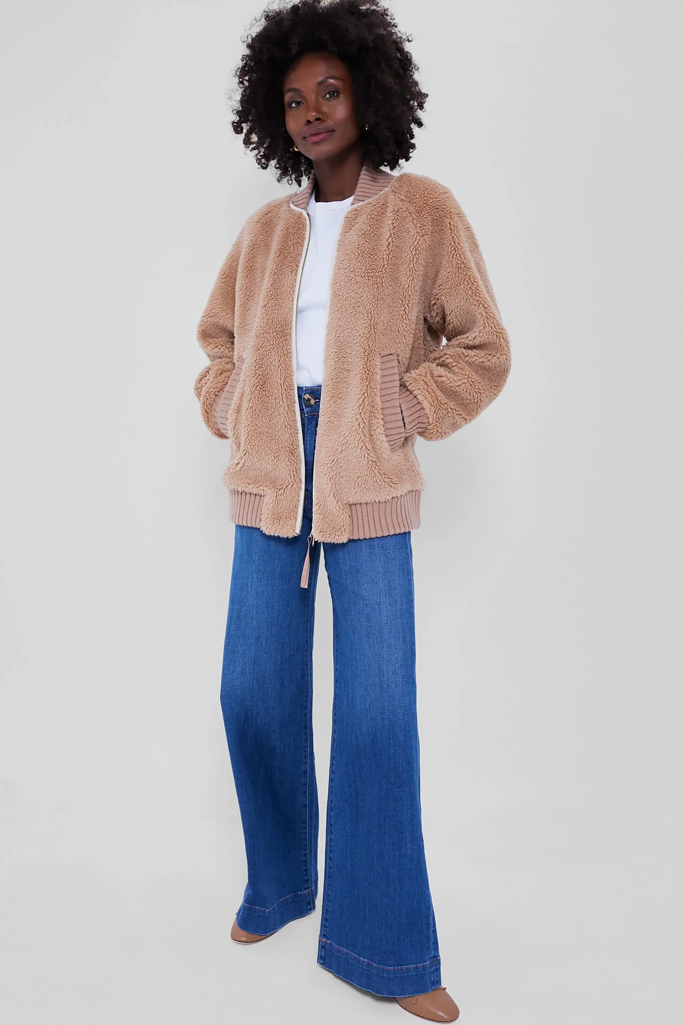 Chanterelle Ella Long Line Sherpa Bomber