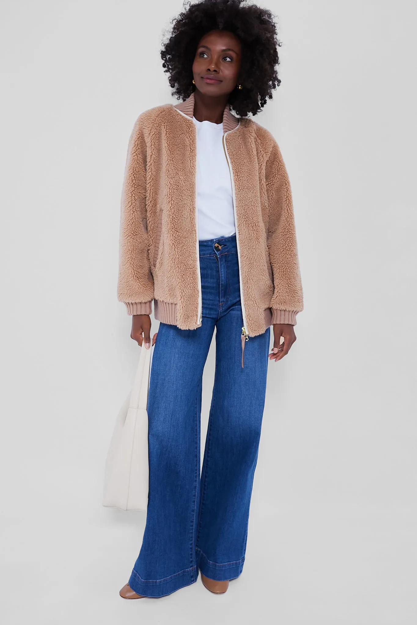 Chanterelle Ella Long Line Sherpa Bomber