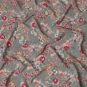 Cherry Blossom Whisper Viscose Fabric - Elegant Digital Print, Crafted in India, 110cm Wide-D18727