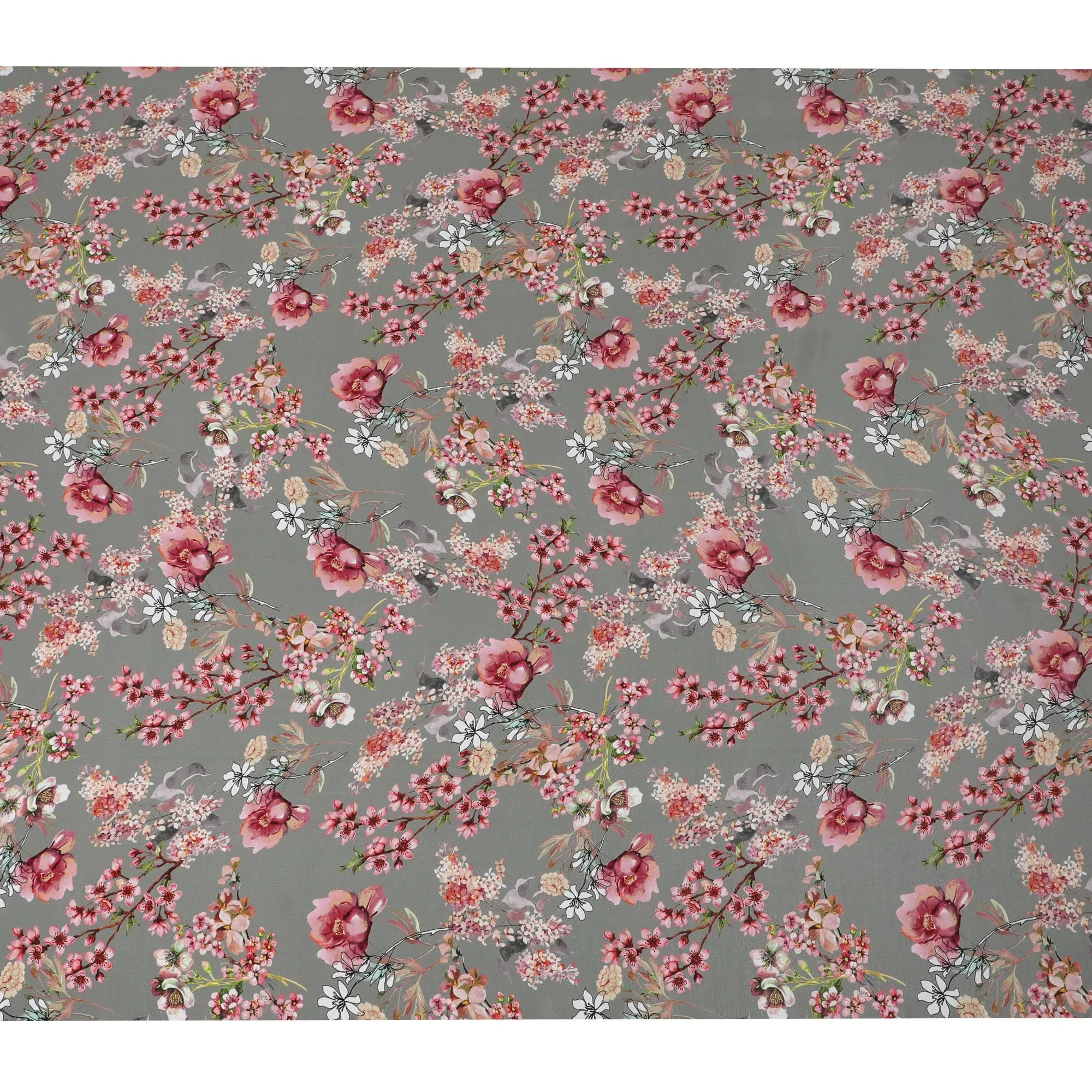 Cherry Blossom Whisper Viscose Fabric - Elegant Digital Print, Crafted in India, 110cm Wide-D18727