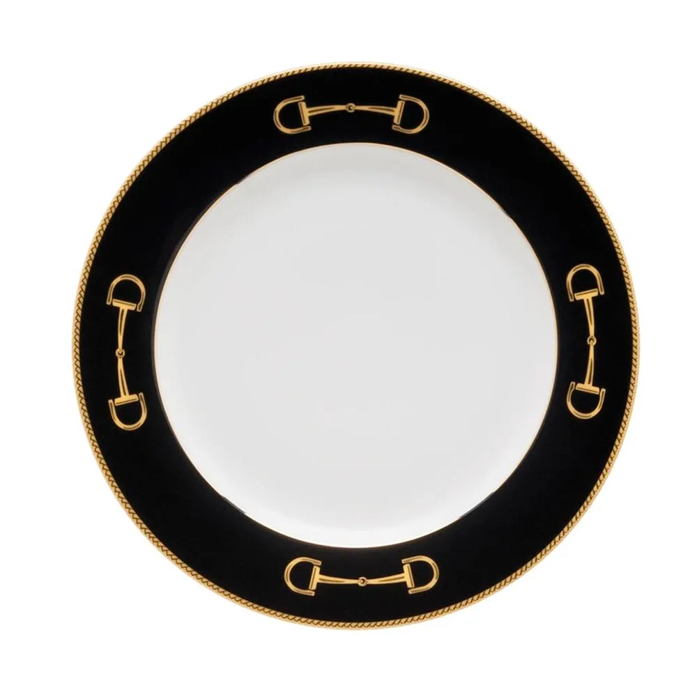 Cheval Black Luncheon Plate 9" - Julie Wear Equestrian Tableware