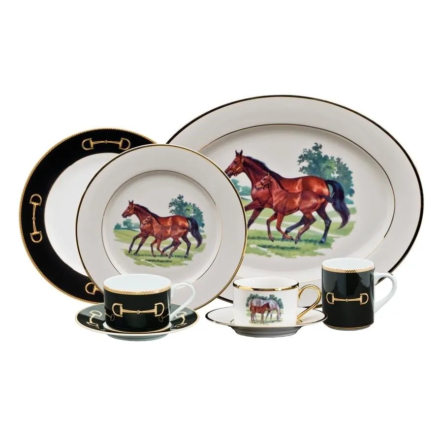 Cheval Black Luncheon Plate 9" - Julie Wear Equestrian Tableware