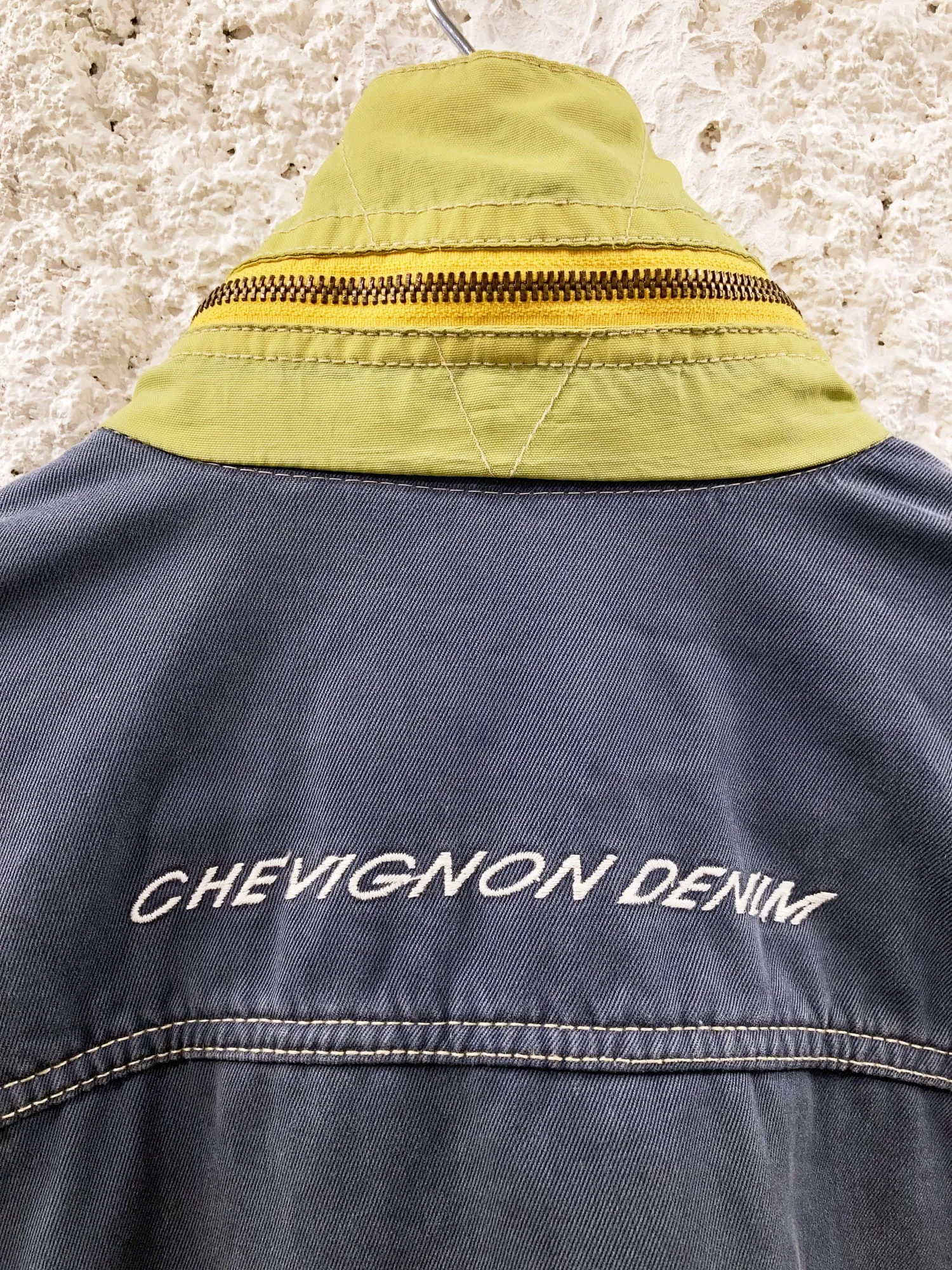 Chevignon Denim 1990s smoky blue denim trucker jacket with integrated vest - M