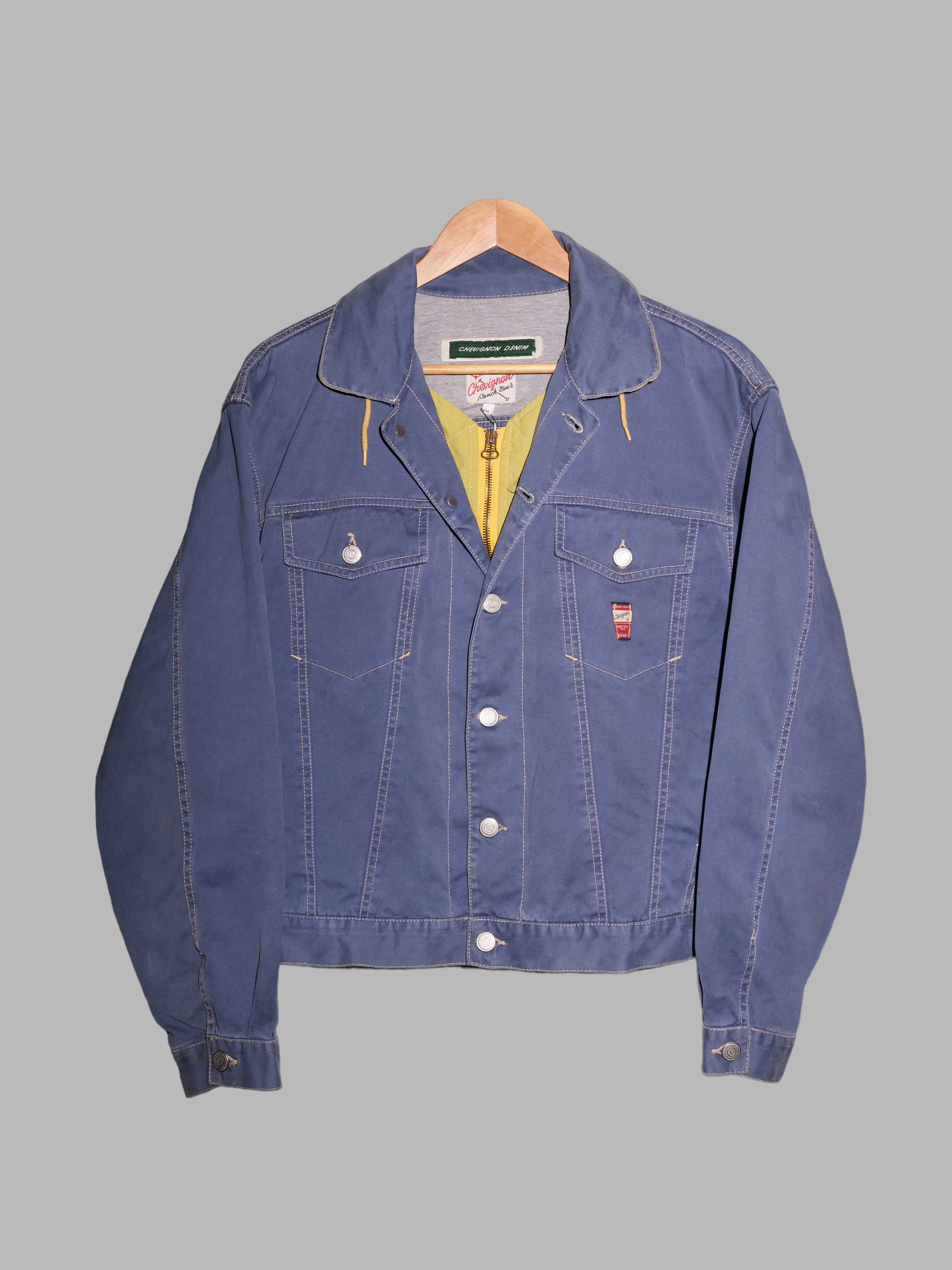 Chevignon Denim 1990s smoky blue denim trucker jacket with integrated vest - M