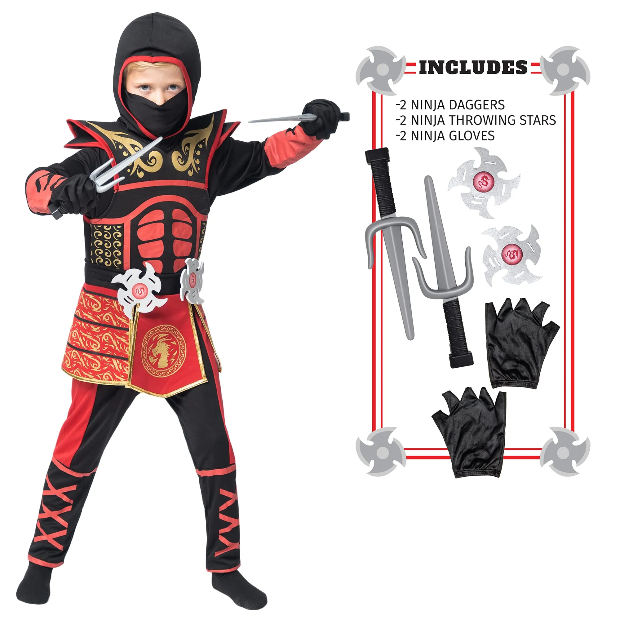 Child Boy Scarlet Ninja Costume