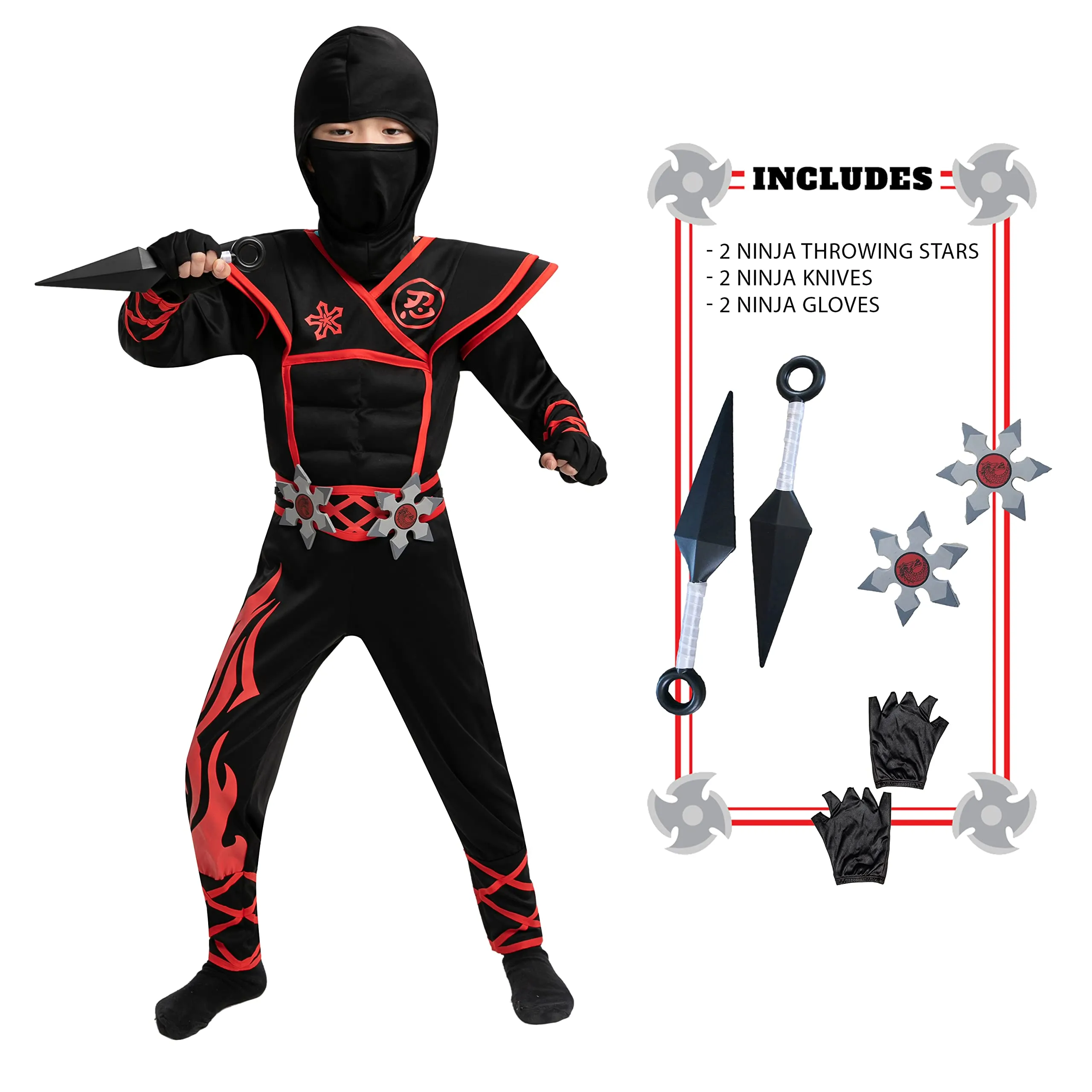 Child Unisex Red Flame Ninja Costume