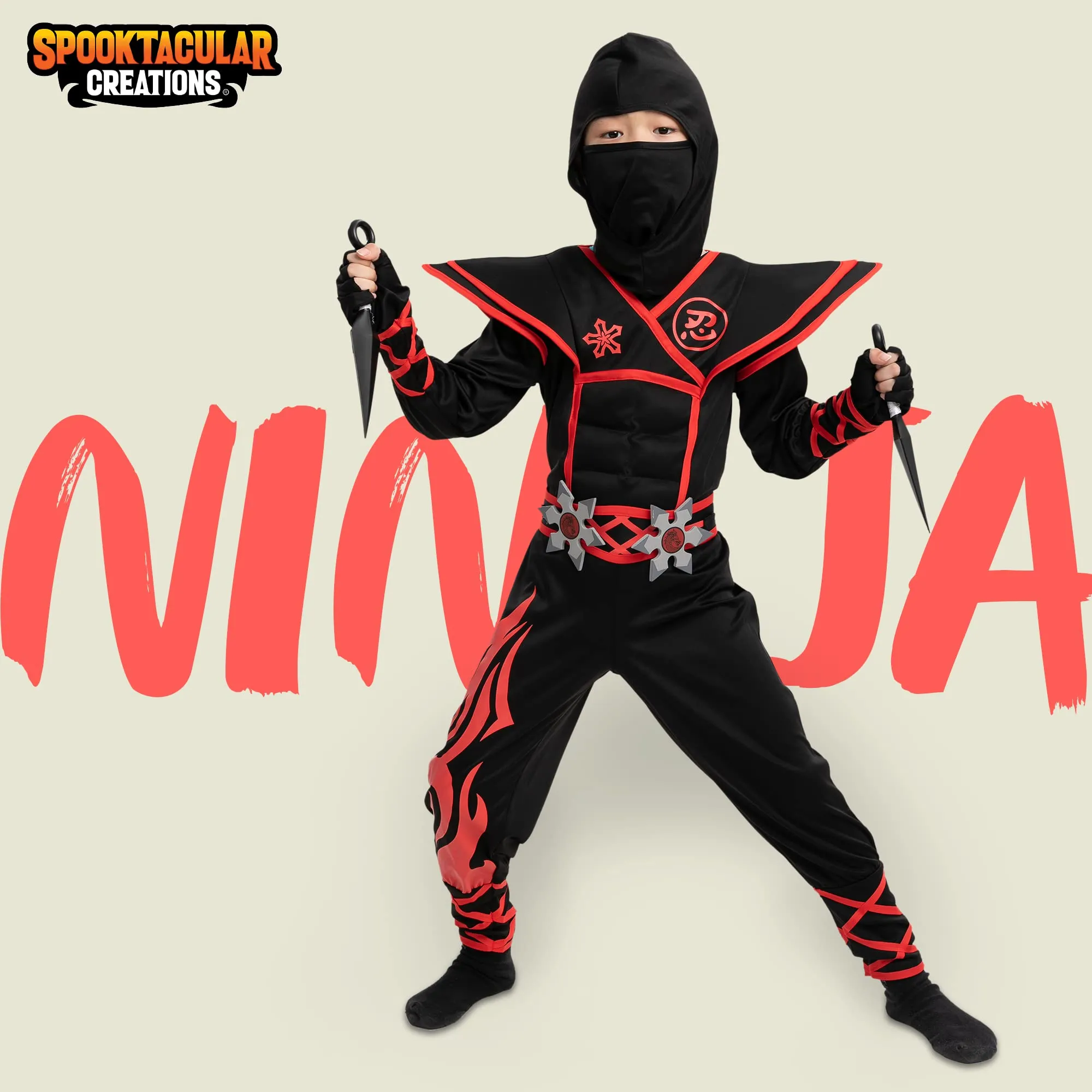 Child Unisex Red Flame Ninja Costume