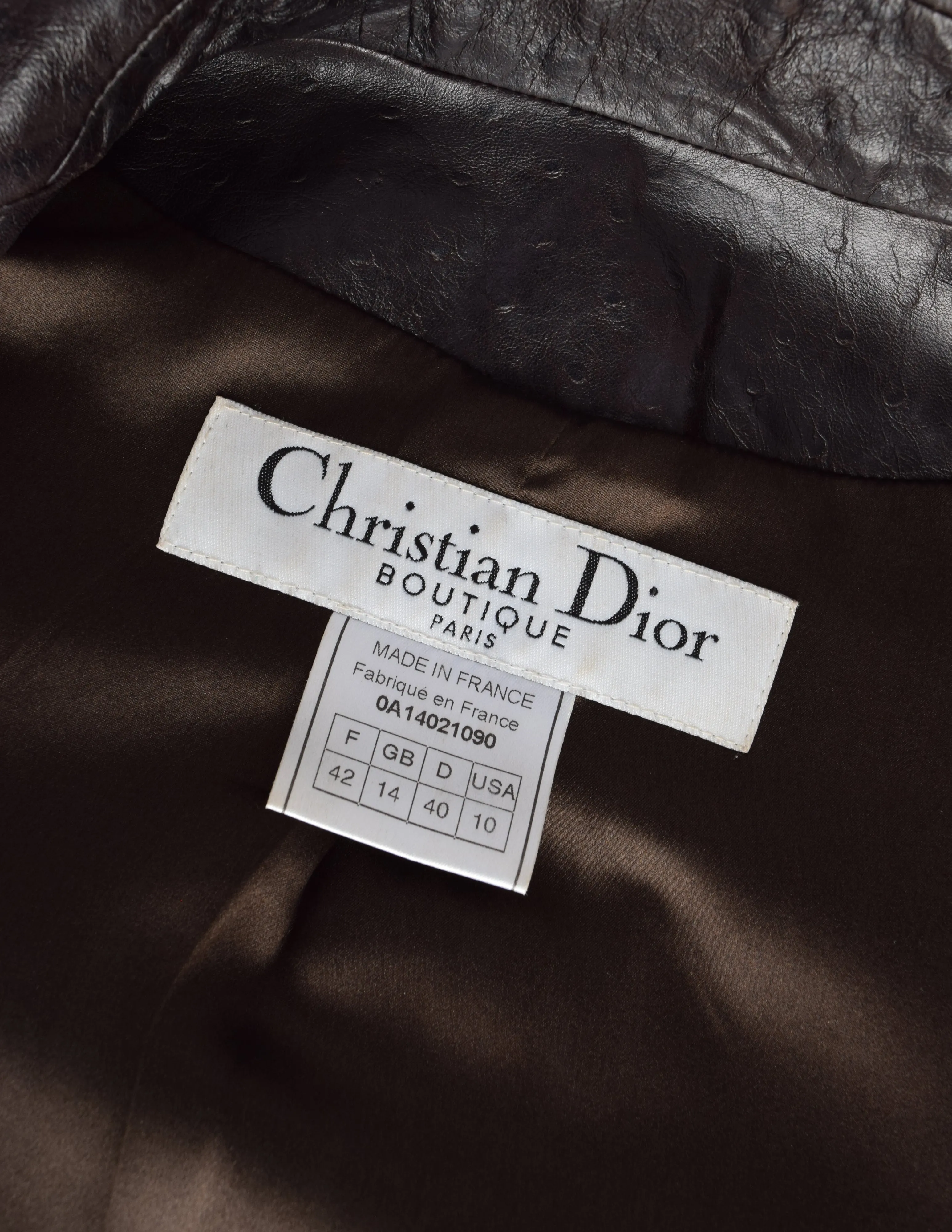 Christian Dior by John Galliano Vintage AW2000 'Fly Girls Collection' Brown Lambskin Leather Cropped Jacket