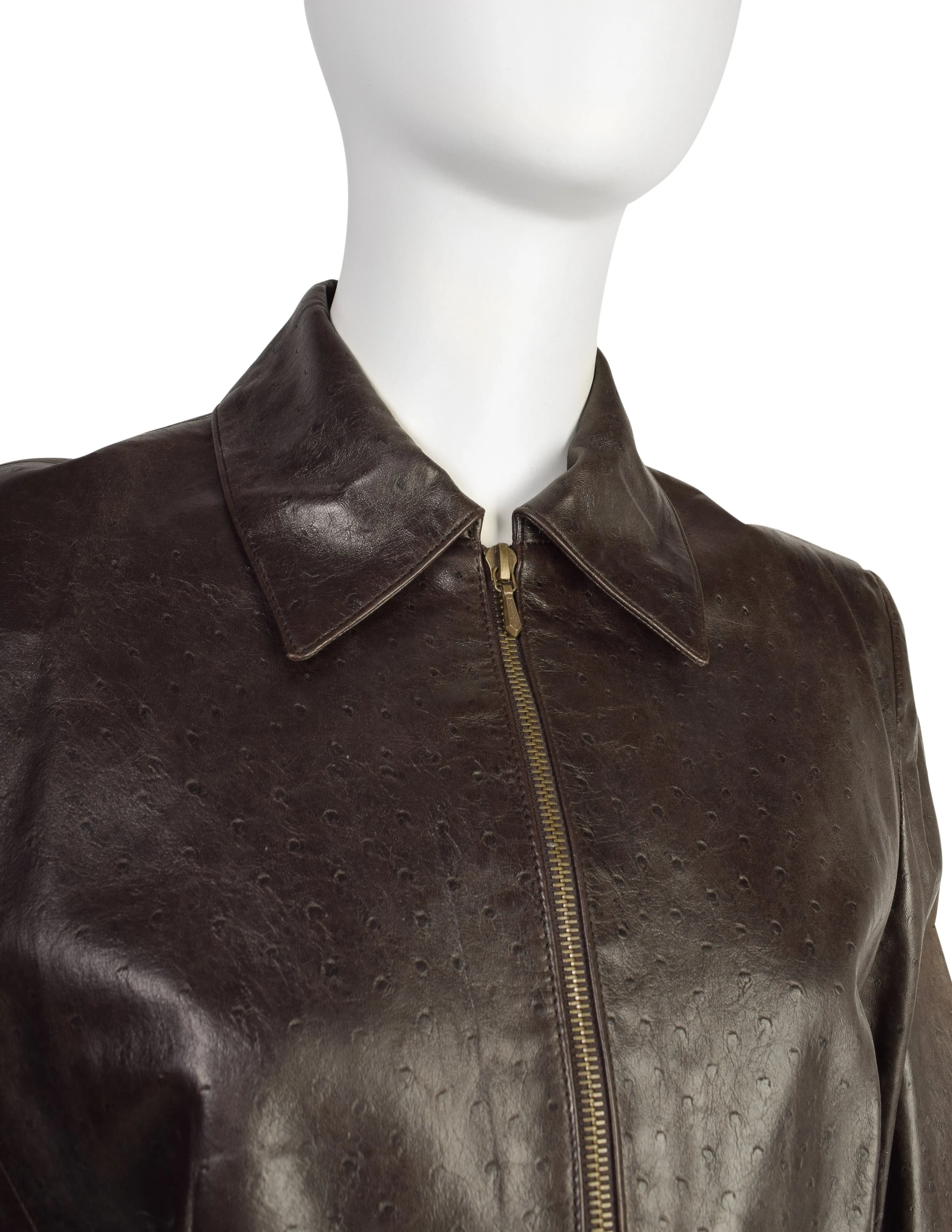 Christian Dior by John Galliano Vintage AW2000 'Fly Girls Collection' Brown Lambskin Leather Cropped Jacket