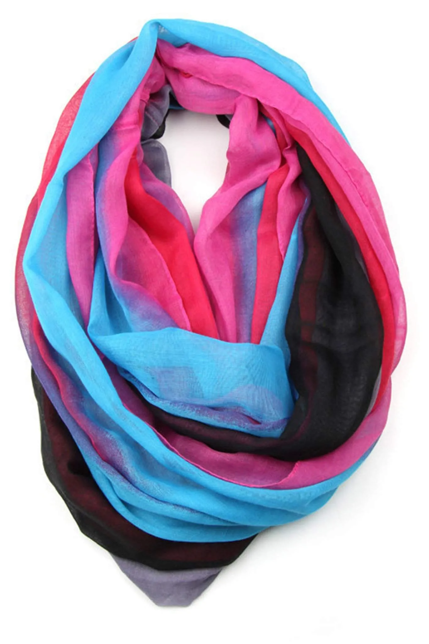 Circle Scarf / Blue Pink & Black / Unisex