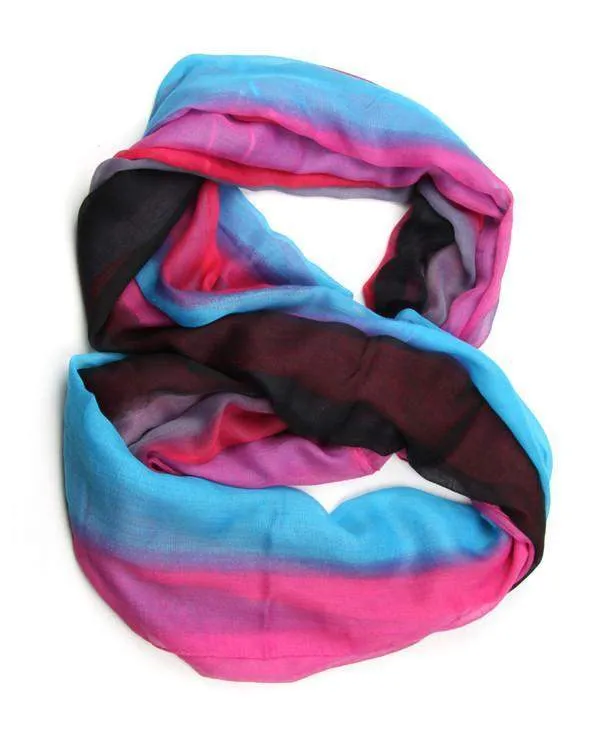 Circle Scarf / Blue Pink & Black / Unisex