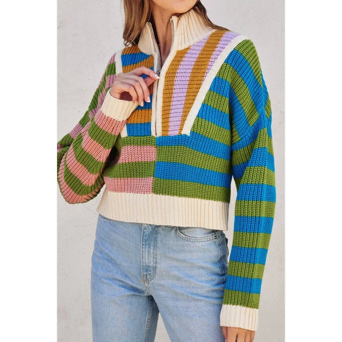 Colorburst Half Zip Collared Sweater