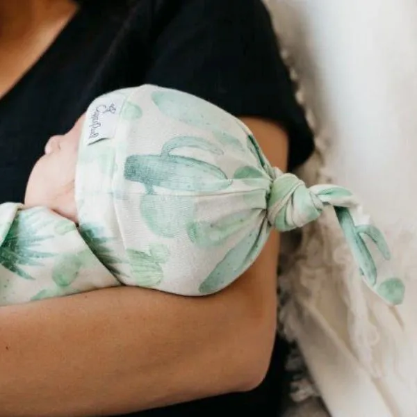 Copper Pearl Newborn Top Knot Hat - Desert