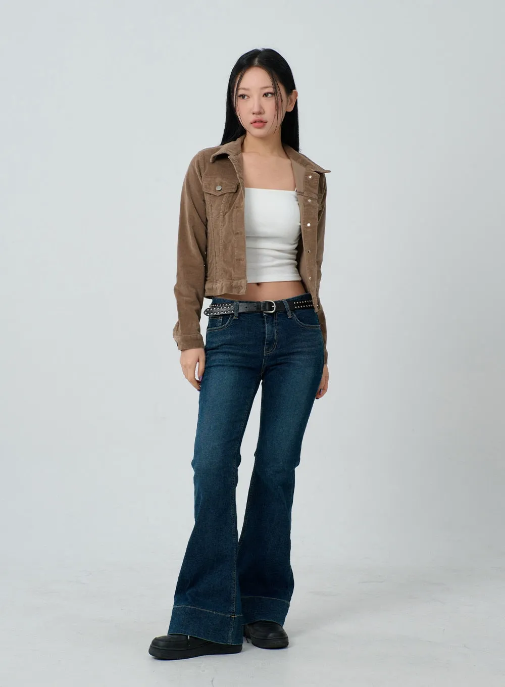 Cotton Blend Button Cropped Jacket CJ303