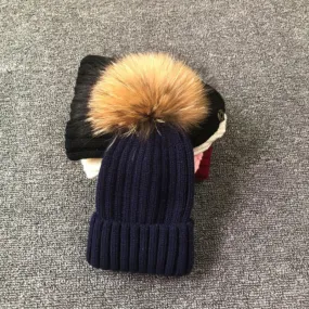 Cozy Fur Knit Pom Pom Outdoor Winter Beanie Hats