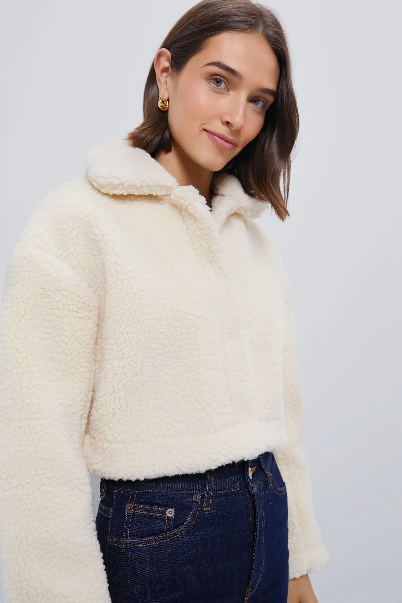 Cream Sherpa Sara Crop Jacket