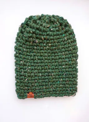 Crochet Simple Slouch hat  | Kale Green