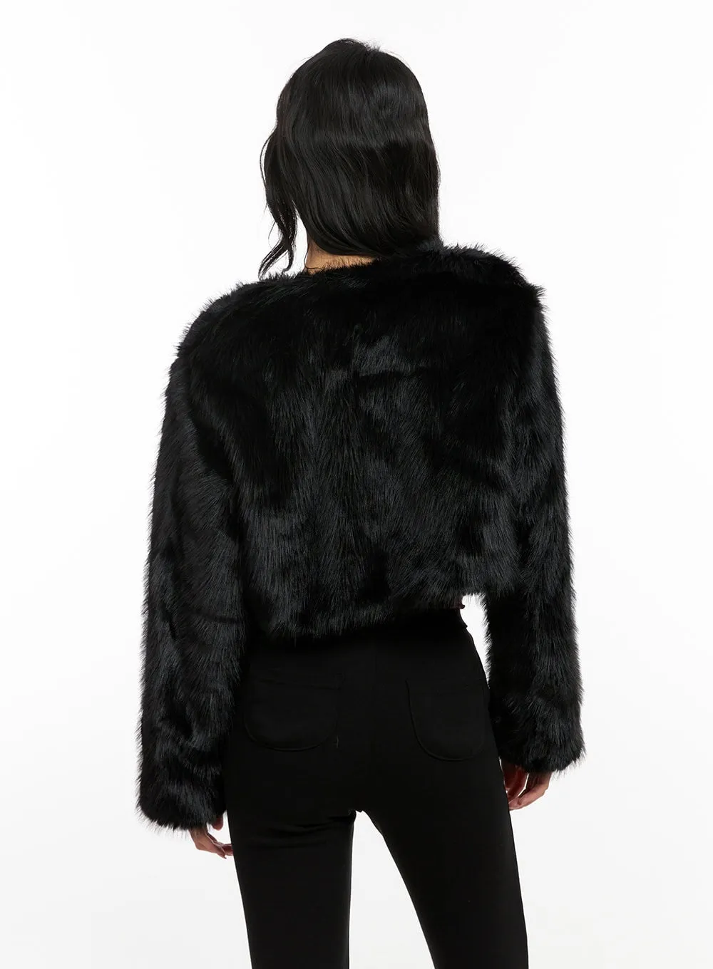 Cropped Faux Fur Jacket CN413