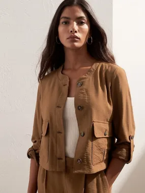 Cropped Safari Jacket in Brown