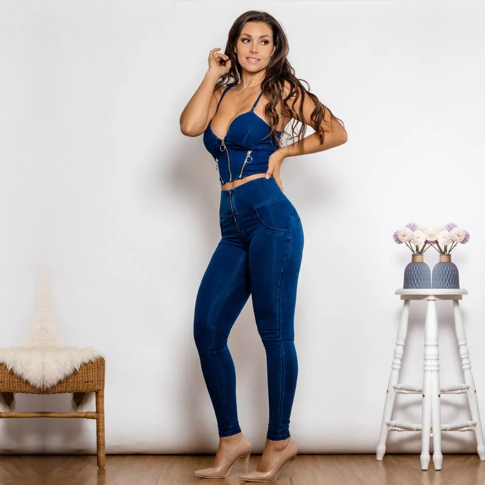 Dark Blue Jeans Shapers And High Waist Dark Thread Dark Blue Jeans Set