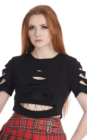 Dark Slashed Up Crop Top | Plus-Size