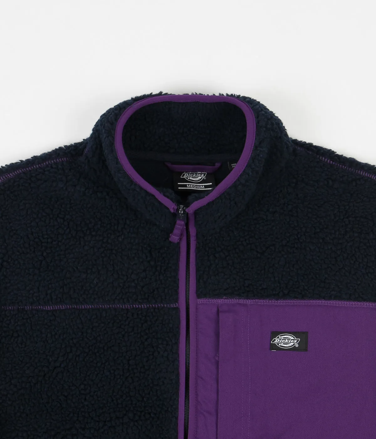 Dickies Red Chute Sherpa Zip Through Fleece - Dark Navy