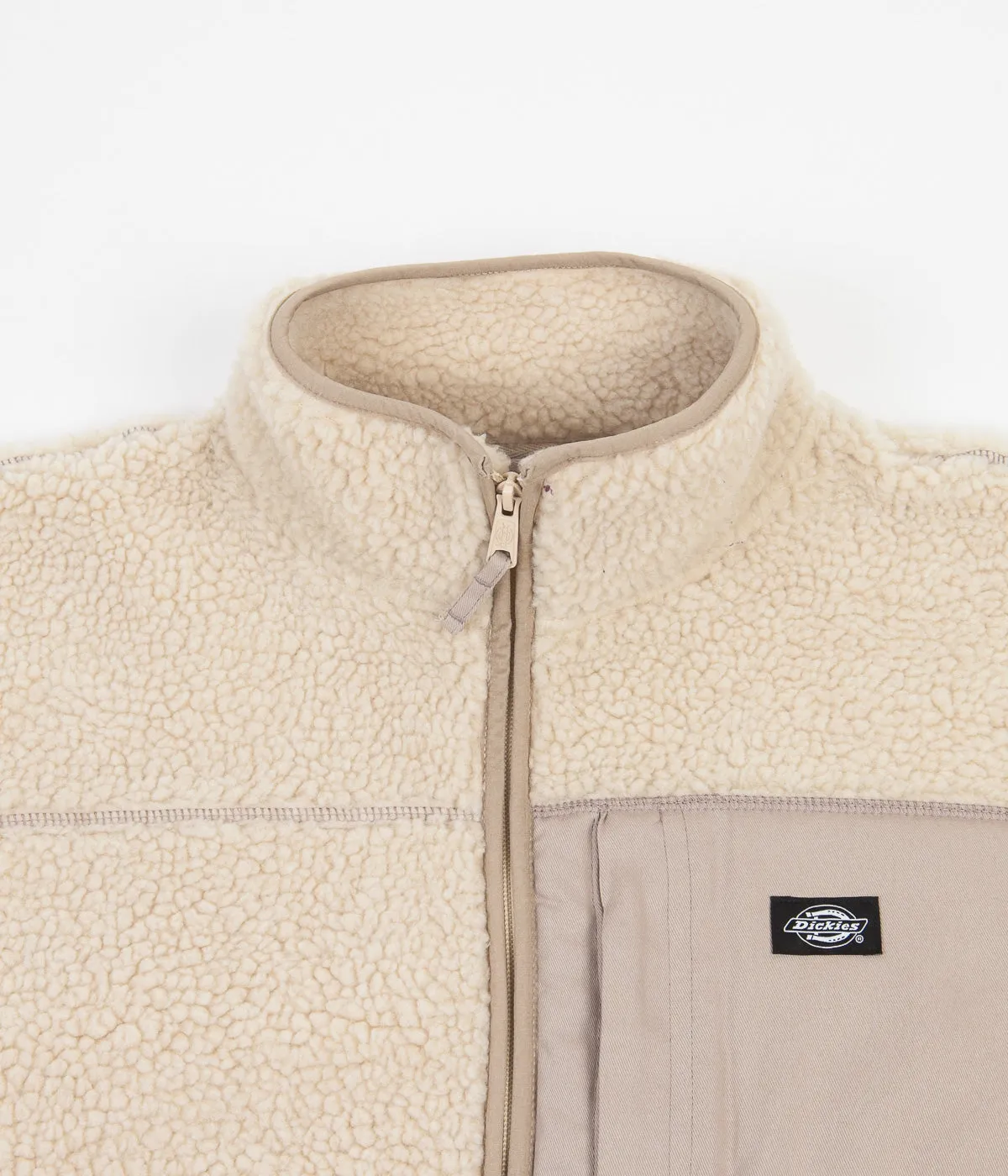 Dickies Red Chute Sherpa Zip Through Fleece - Light Taupe