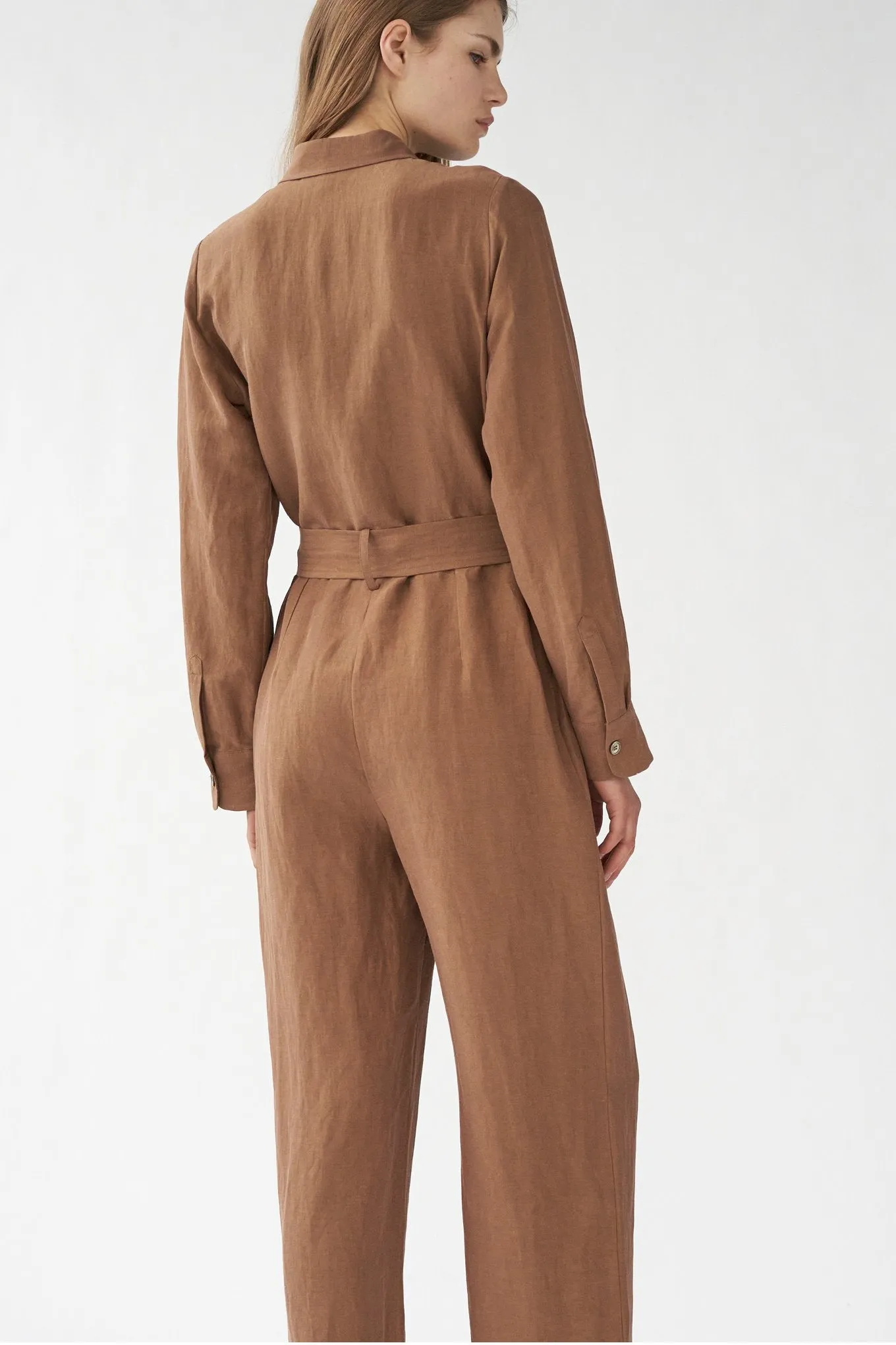 DIEGO JUMPSUIT - MILK CHOCOLATE - SILK/LINEN