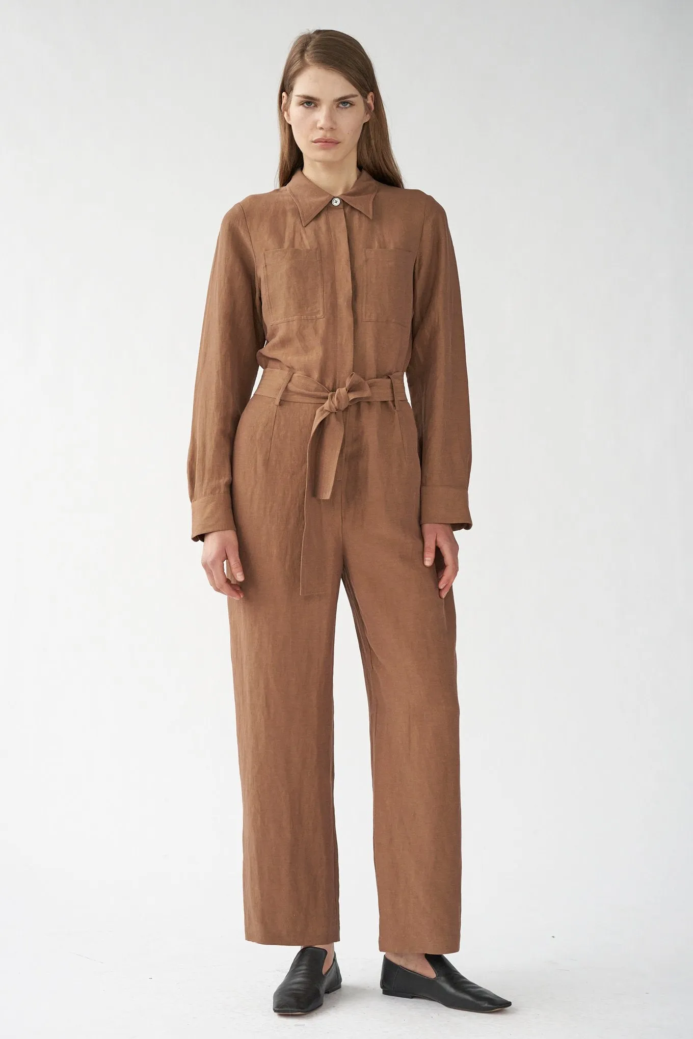 DIEGO JUMPSUIT - MILK CHOCOLATE - SILK/LINEN