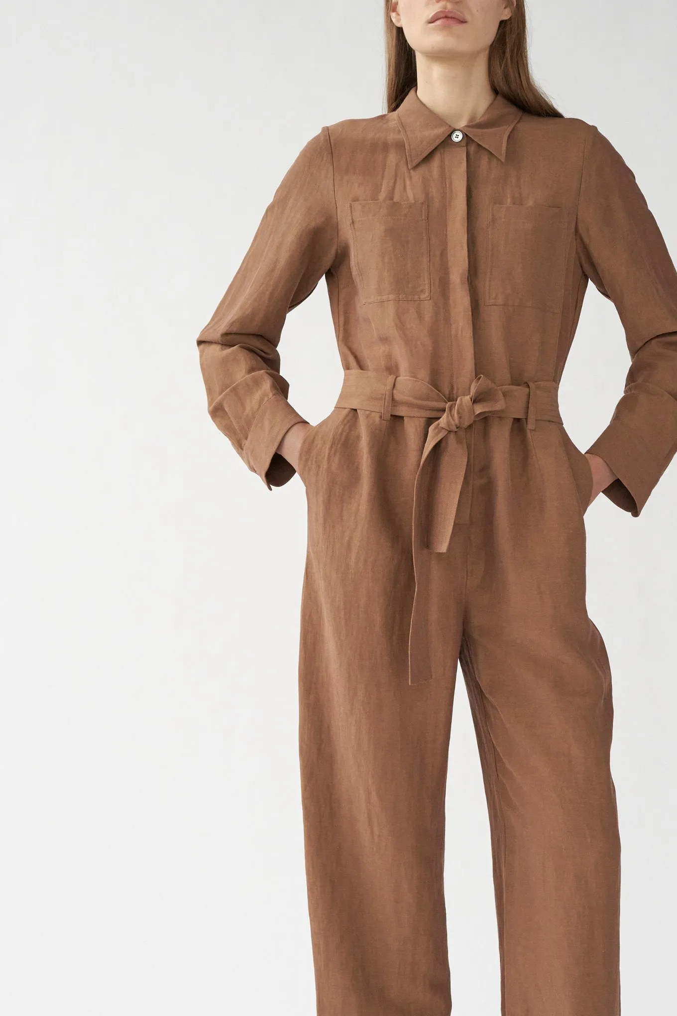 DIEGO JUMPSUIT - MILK CHOCOLATE - SILK/LINEN