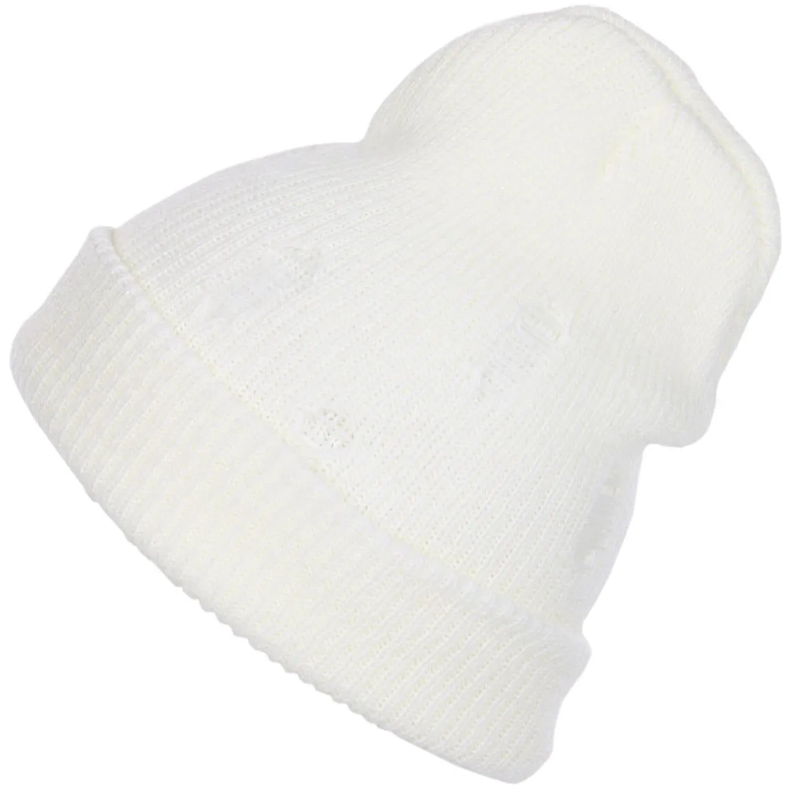 Distressed Slouchy Unisex Ribbed Soft Knit Beanie