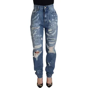 Dolce & Gabbana Chic Tattered Denim Pants - Indigo Essence