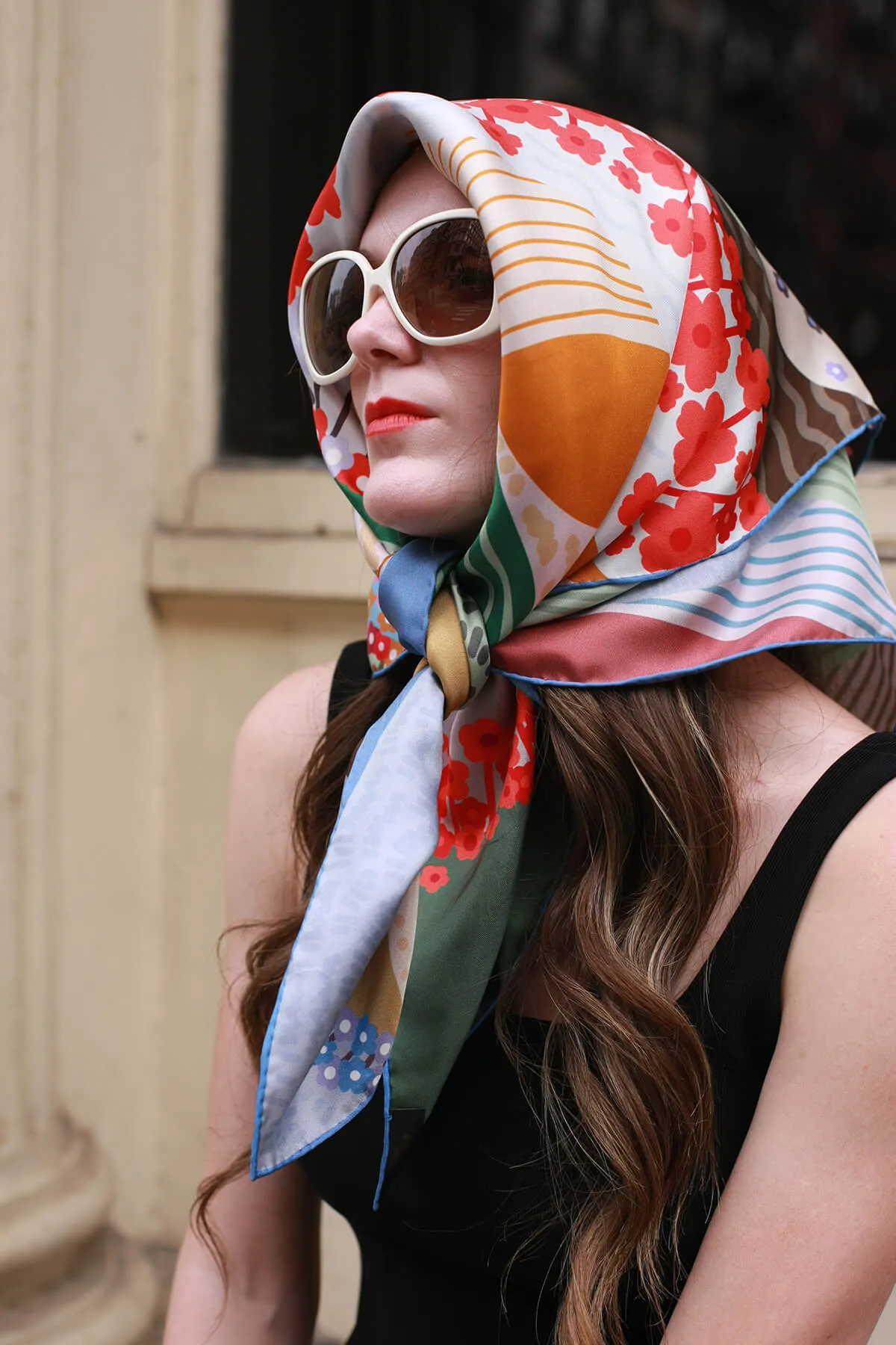 Double Sided Silk Scarf Of Floral Mountain