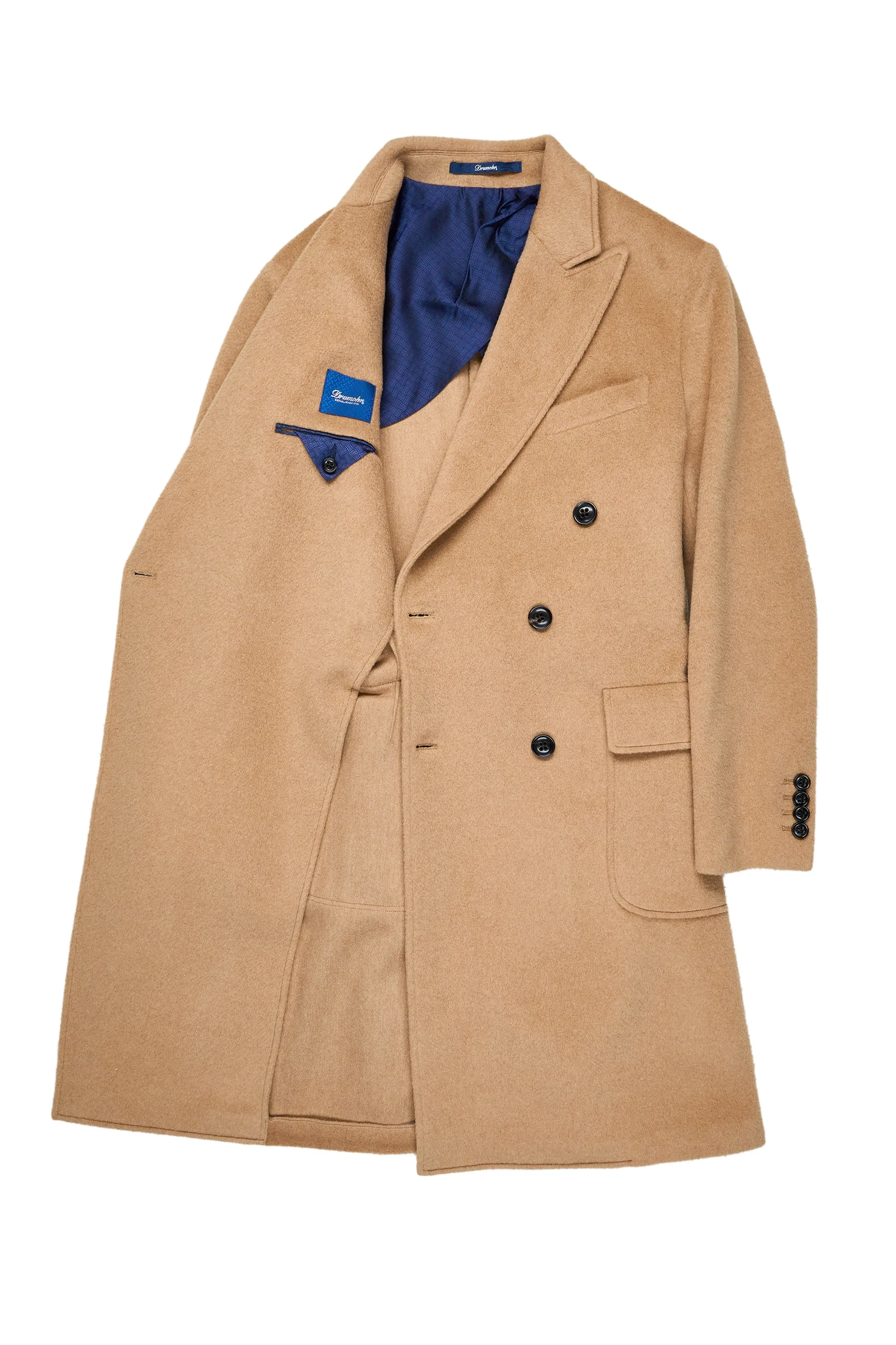 Drumohr Sabbia Double Breasted Camel Overcoat