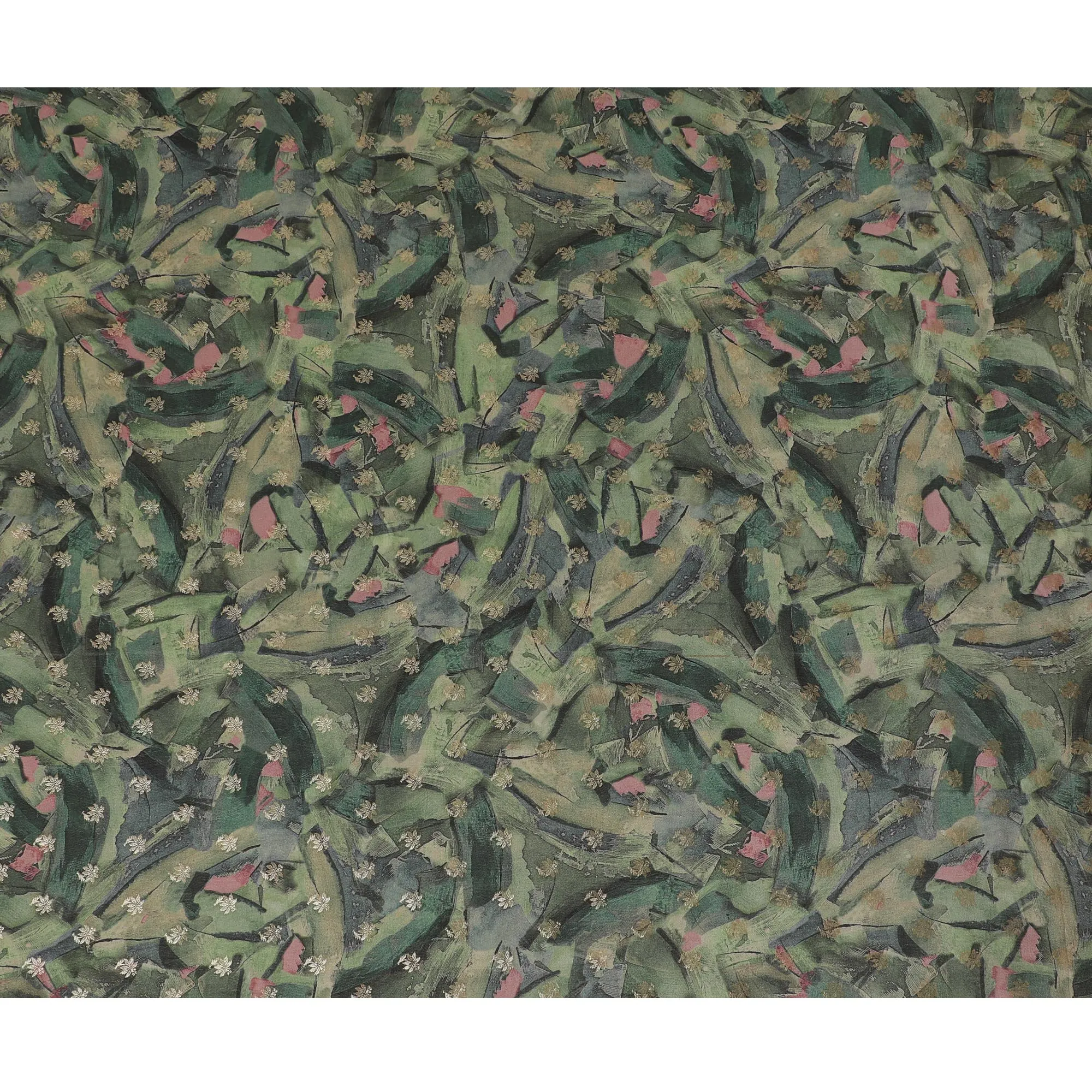 Emerald Green Abstract Floral Viscose Digital Printed Fabric - Soft & Lightweight, 110 cm Width-D20258