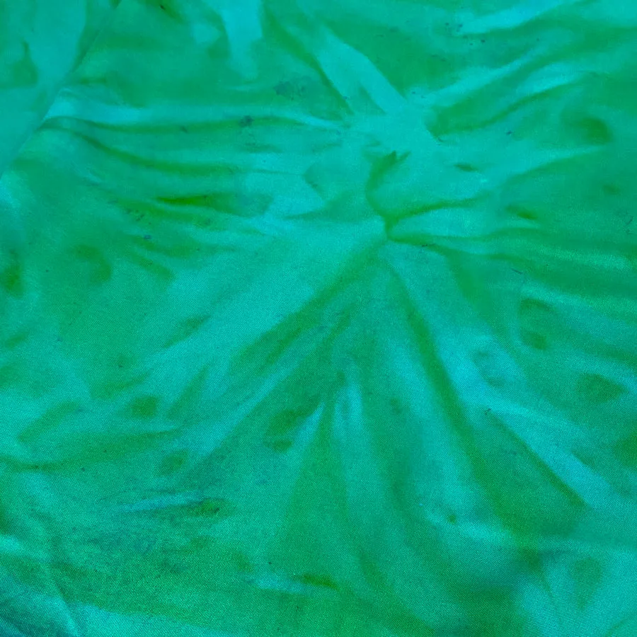 Emerald Teal Jungle Abstract Hand-Dyed Rayon Challis from India, By the Yard  #HB-267