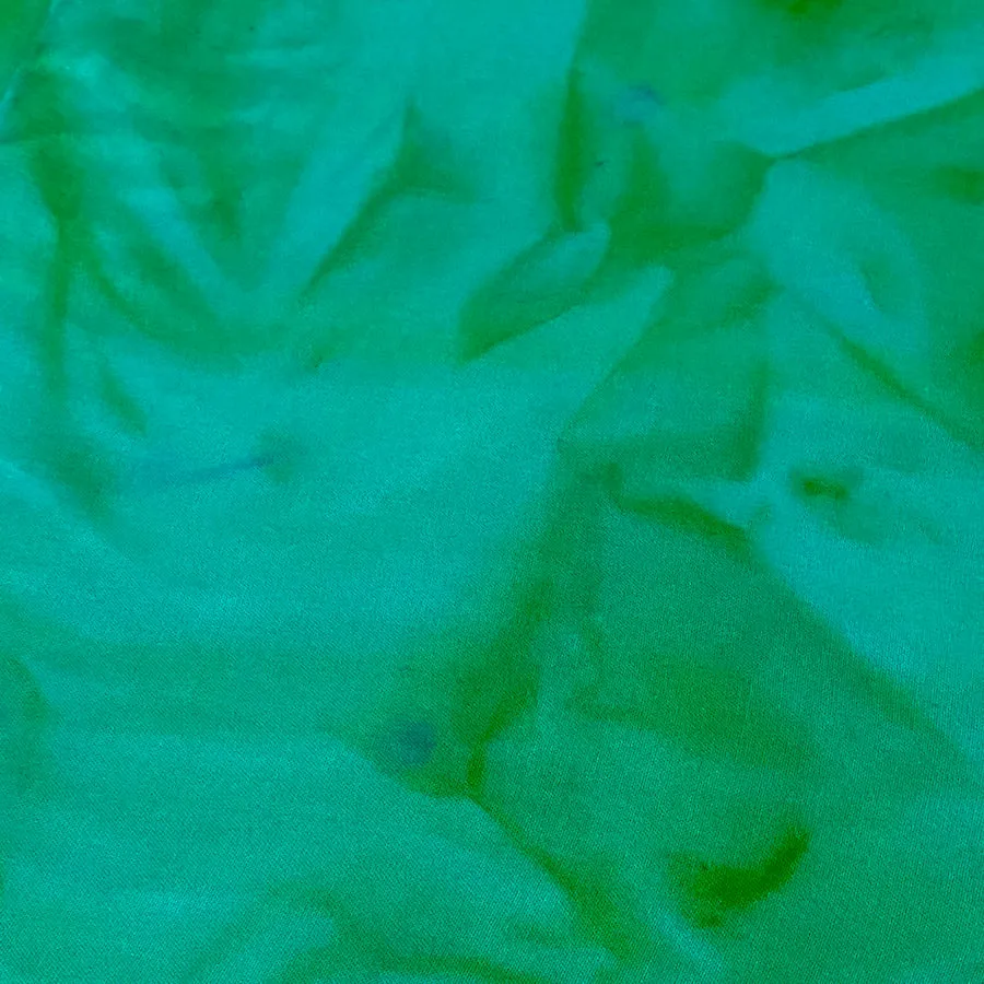 Emerald Teal Jungle Abstract Hand-Dyed Rayon Challis from India, By the Yard  #HB-267