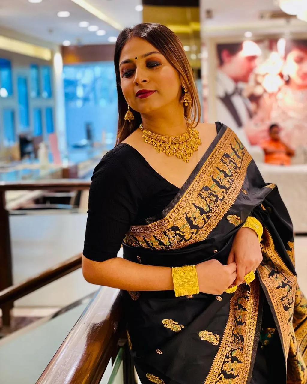 Engaging Black Soft Banarasi Silk Saree With Gratifying Blouse Piece