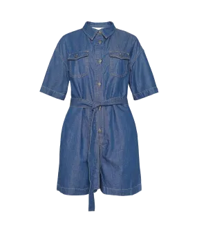 Evelyn Denim Playsuit - Blue