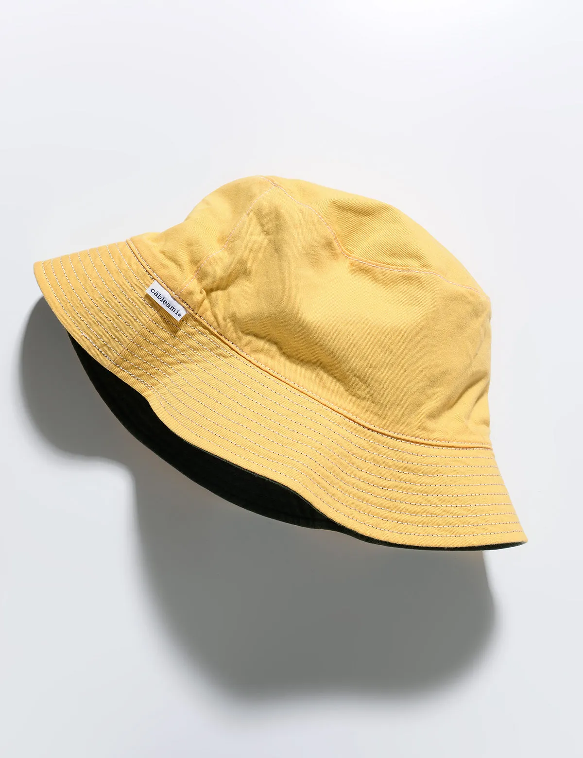 FINAL SALE: Reversible Cotton Bucket Hat - Olive/Lemon