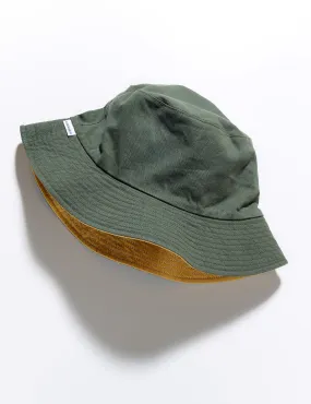 FINAL SALE: Reversible Cotton Bucket Hat - Olive/Lemon