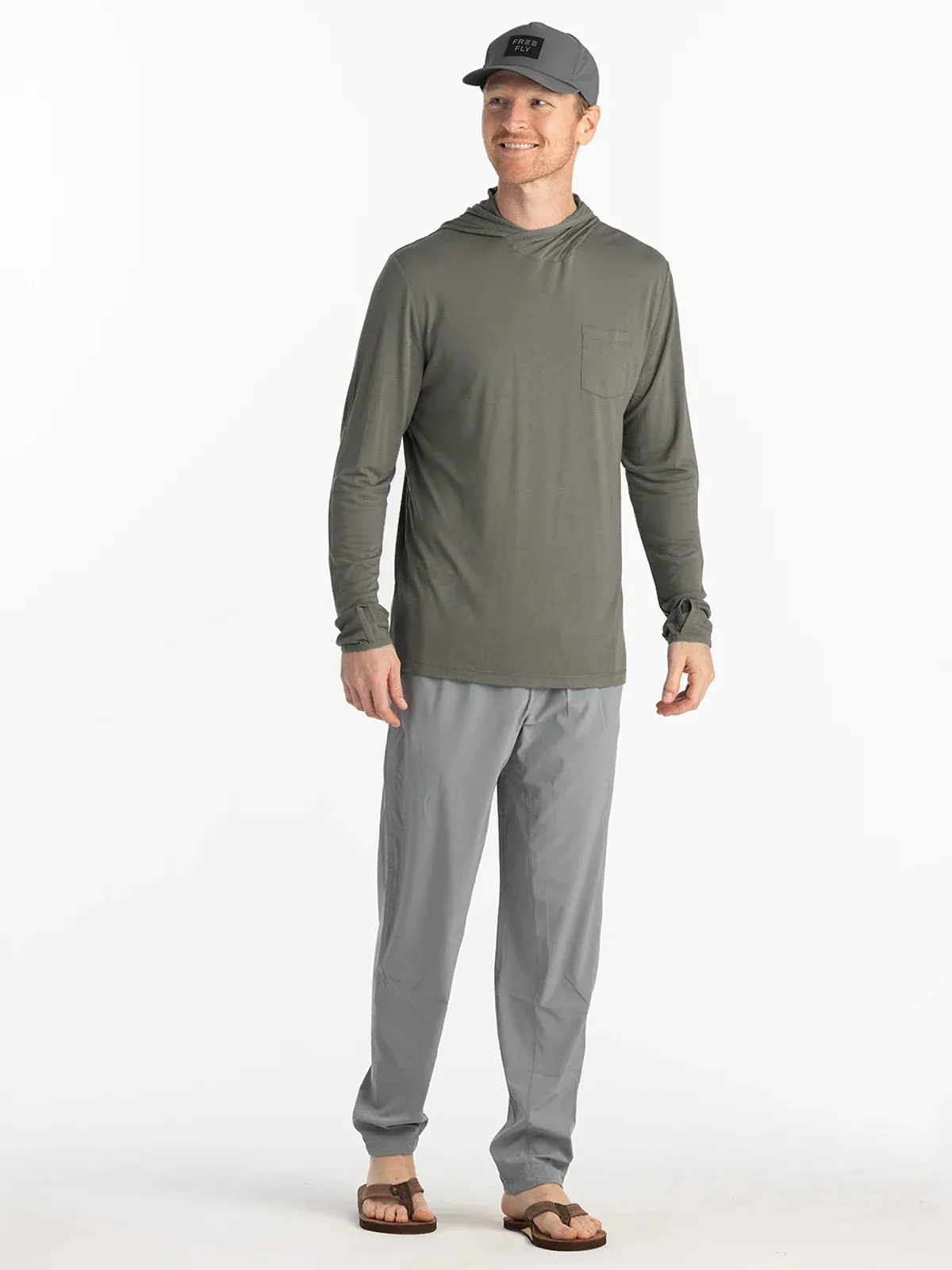 Free Fly Men's Bamboo Lightweight Hoodie in Fatigue