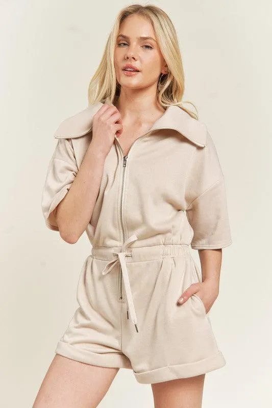 French Terry Front Zip Romper