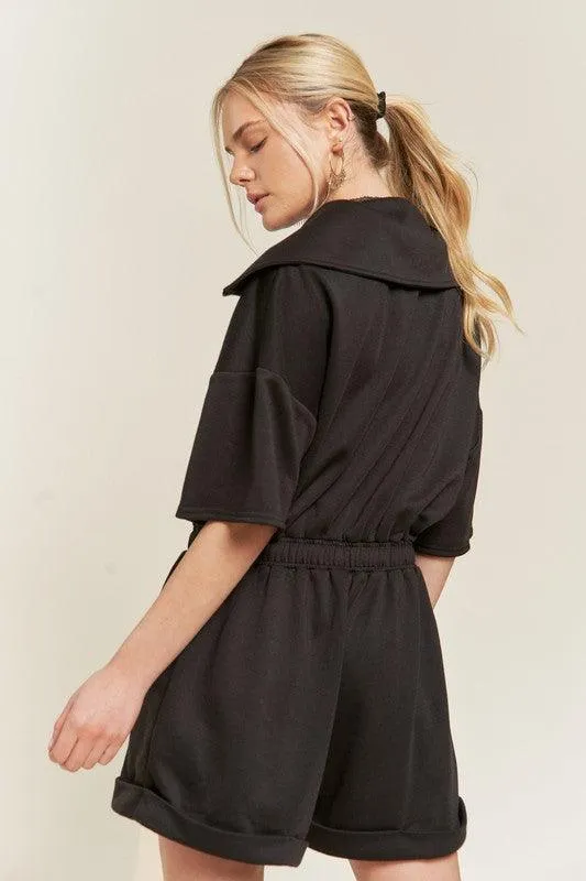 French Terry Front Zip Romper