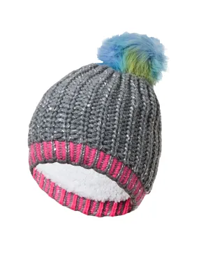 GIRLS 7-16 FAUX FUR POM POM KNIT TOQUE