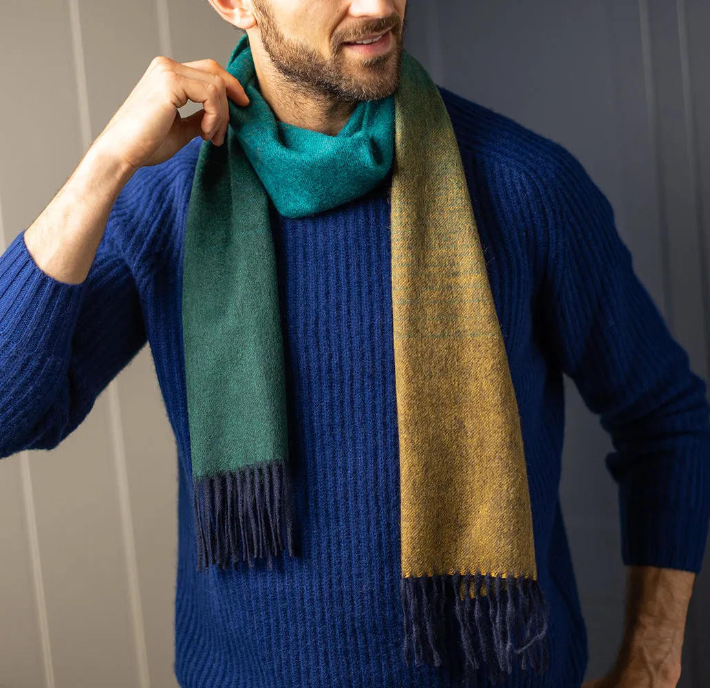 Green & Mustard Gradient Pure Cashmere Sandford Scarf