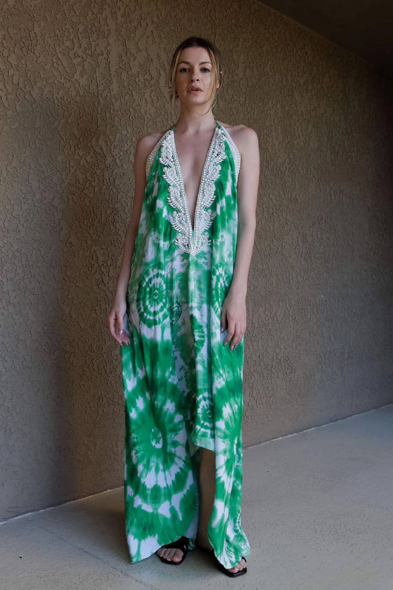 Green Embellished Maxi Dress