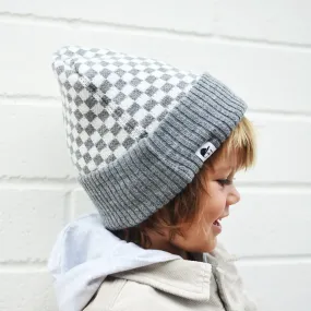 Grey Check Beanie